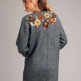 Stetson 1799 Embroidered Cardigan (Grey) - Women's Sweater