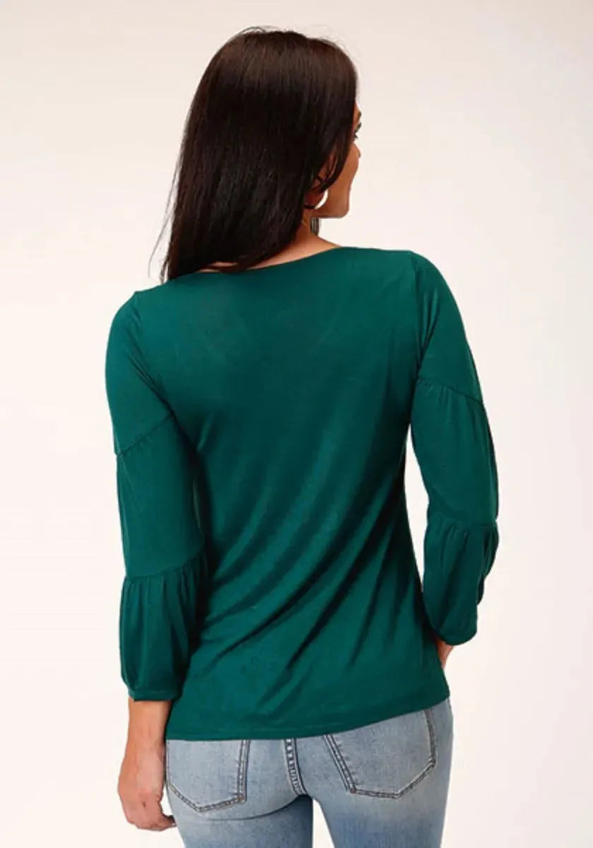 Stetson Jersey Knit Pull Over Blouse (Jade Green) - Women's Shirt - Hatcountry