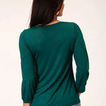 Stetson Jersey Knit Pull Over Blouse (Jade Green) - Women's Shirt - Hatcountry