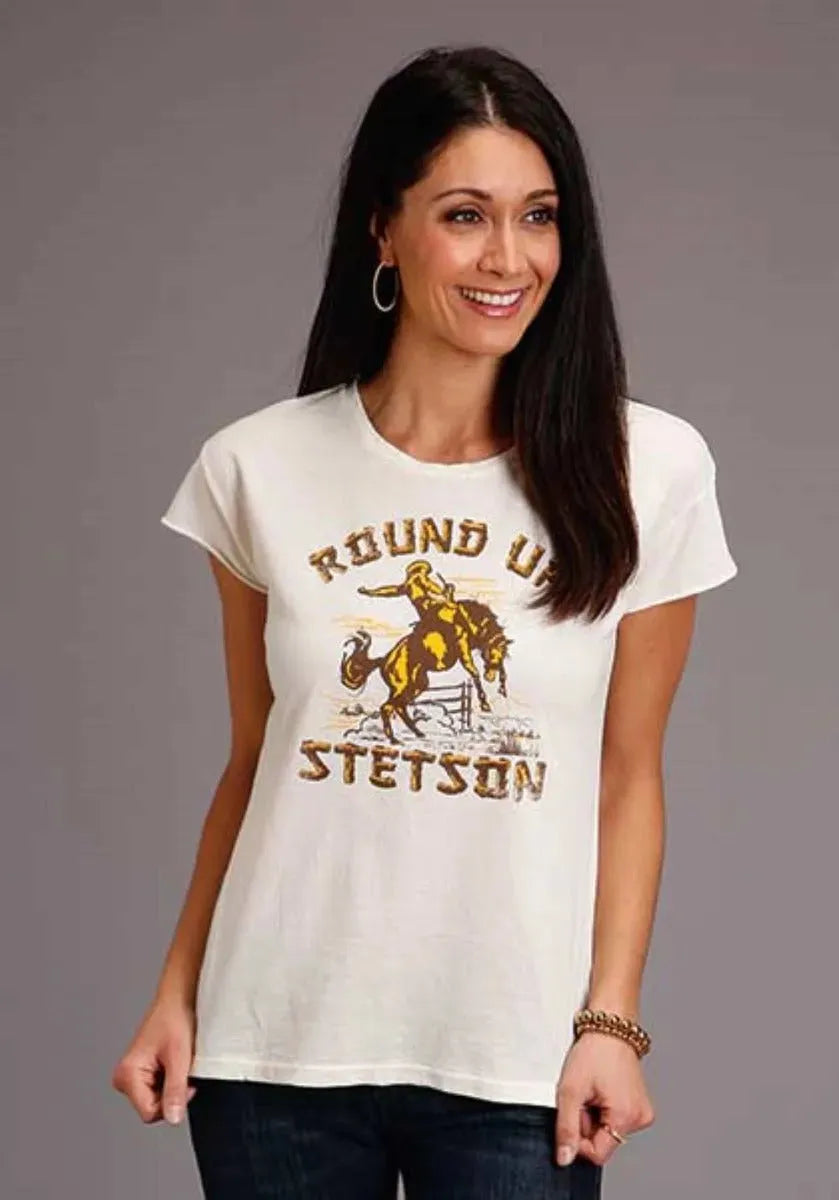 Stetson Round Up (White) - Women's Short Sleeve T-Shirt - Hatcountry
