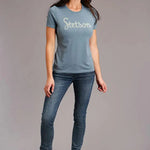 Stetson Vintage Script (Blue) - Women's Short Sleeve T-Shirt - Hatcountry