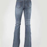 Stetson 921 High Waist Flare Fit Whiskered (Medium Wash) - Women's Jeans