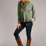 Stetson Twill Zip (Olive) - Women's Bomber Jacket