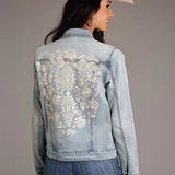 Stetson Back Floral Embroidery (Light Wash) - Women's Denim Jacket