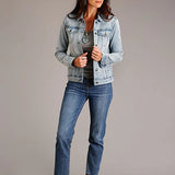 Stetson Back Floral Embroidery (Light Wash) - Women's Denim Jacket