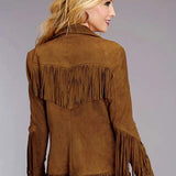 Stetson Fringed Button Front (Brown) - Women's Lamb Suede Jacket