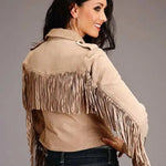 Stetson Suede Fringe Biker (Tan) - Women's Suede Motorcycle Jacket - Hatcountry