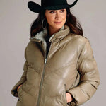 Stetson Chevron Quilted Puffy (Brown) - Women's Leather Jacket - Hatcountry