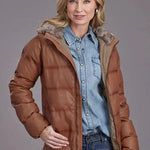 Stetson Quilted Smooth Puffy (Brown) - Women's Quilted Leather Jacket - Hatcountry