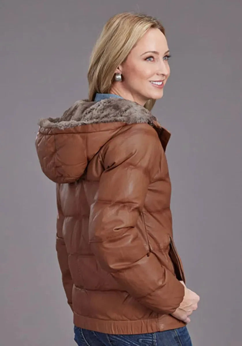 Stetson Quilted Smooth Puffy (Brown) - Women's Quilted Leather Jacket - Hatcountry