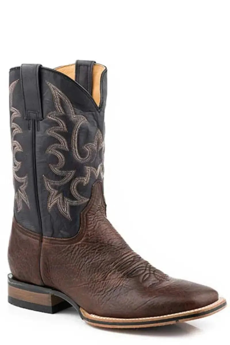 Stetson Midnight Rider (Black) - Men's Bison Leather Cowboy Boot - Hatcountry