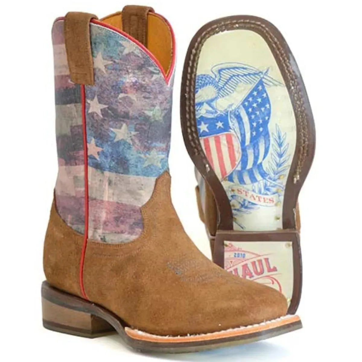 Tin Haul Little Patriot / Americana Sole (Red, White, & Blue) - Little Kids/Big Kids Leather Cowboy Boots - Hatcountry