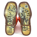 Tin Haul Neon Thunder / Desert Rider Sole (Orange) - Little Kids/Big Kids Leather Cowboy Boots - Hatcountry