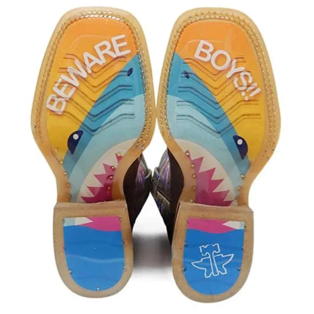 Tin Haul I Don't Bite / Jawsome Sole (Pink) - Little Kids/Big Kids Leather Cowgirl Boots - Hatcountry