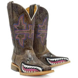 Tin Haul I Don't Bite / Jawsome Sole (Pink) - Little Kids/Big Kids Leather Cowgirl Boots - Hatcountry