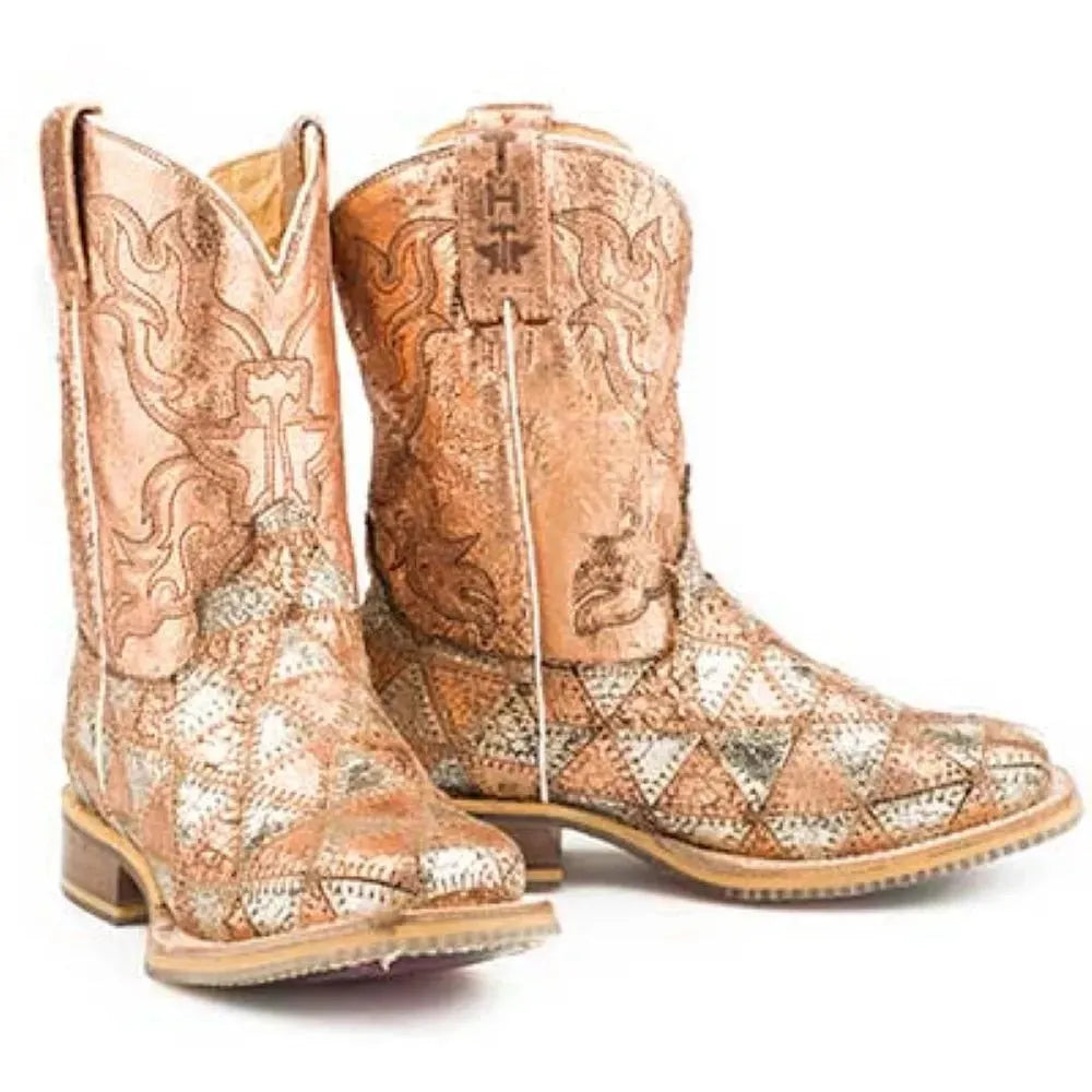 Tin Haul Mish and Mash / Geometric Pony Sole (Multi) - Little Kids/Big Kids Leather Cowgirl Boots - Hatcountry