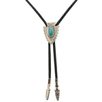 Double S Silver Arrowhead and Turquoise Stone - Bolo Tie - Hatcountry