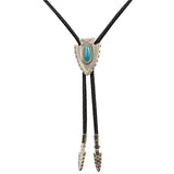 Double S Silver Arrowhead and Turquoise Stone - Bolo Tie - Hatcountry
