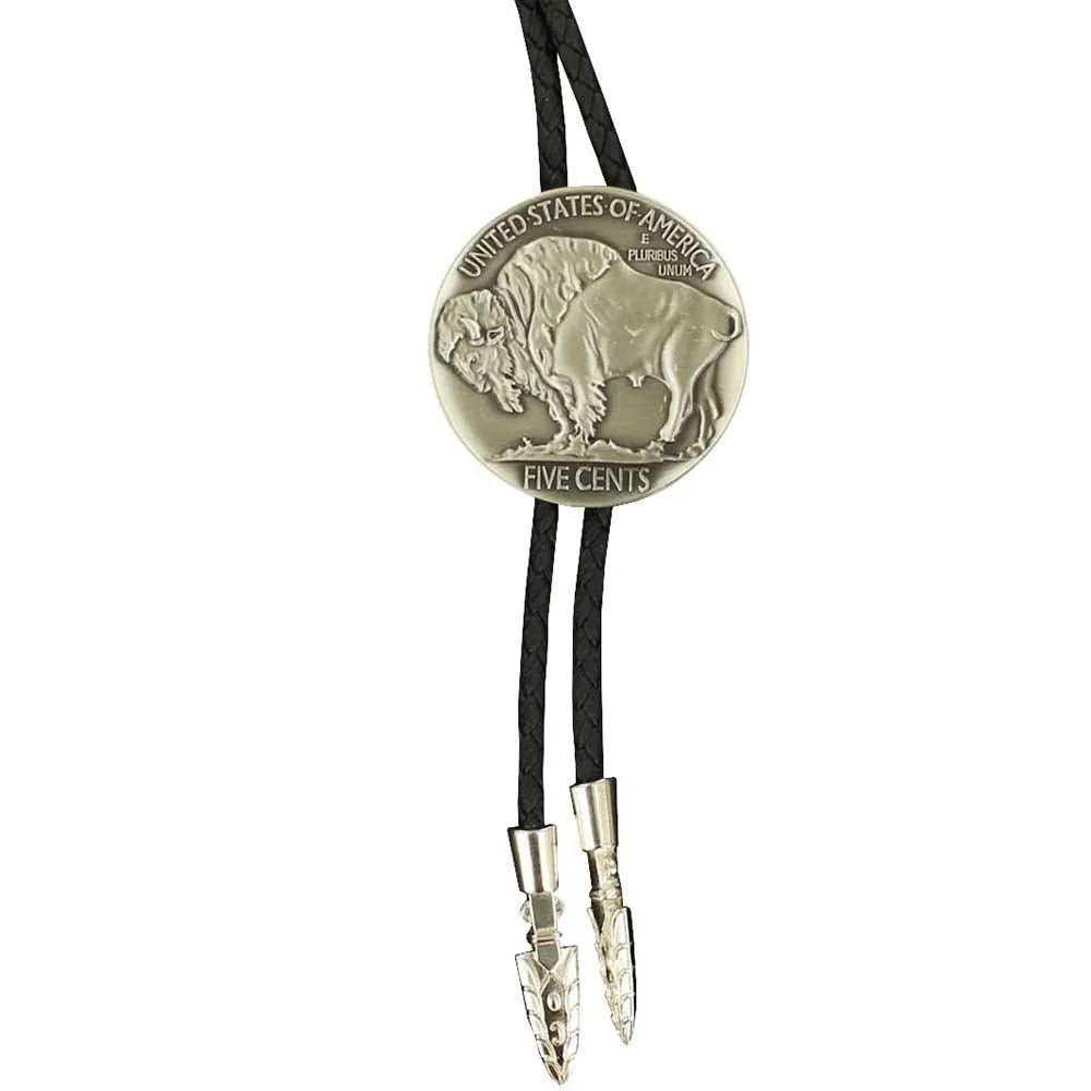Double S Buffalo Nickel Coin with Arrowheads- Bolo Tie - Hatcountry