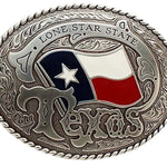 Nocona Lone Star Texas Flag Oval - Belt Buckle - Hatcountry