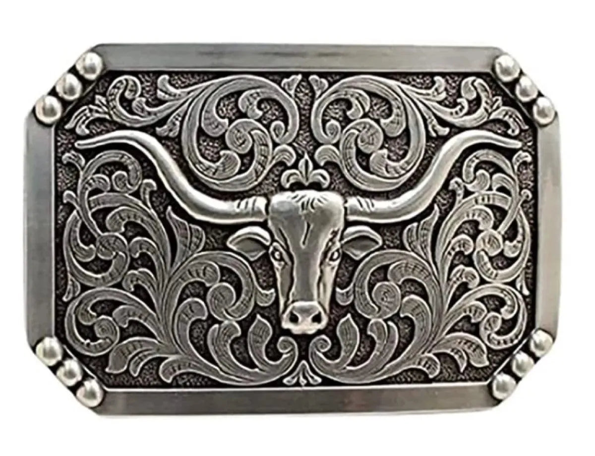Nocona Longhorn Rectangle - Belt Buckle - Hatcountry