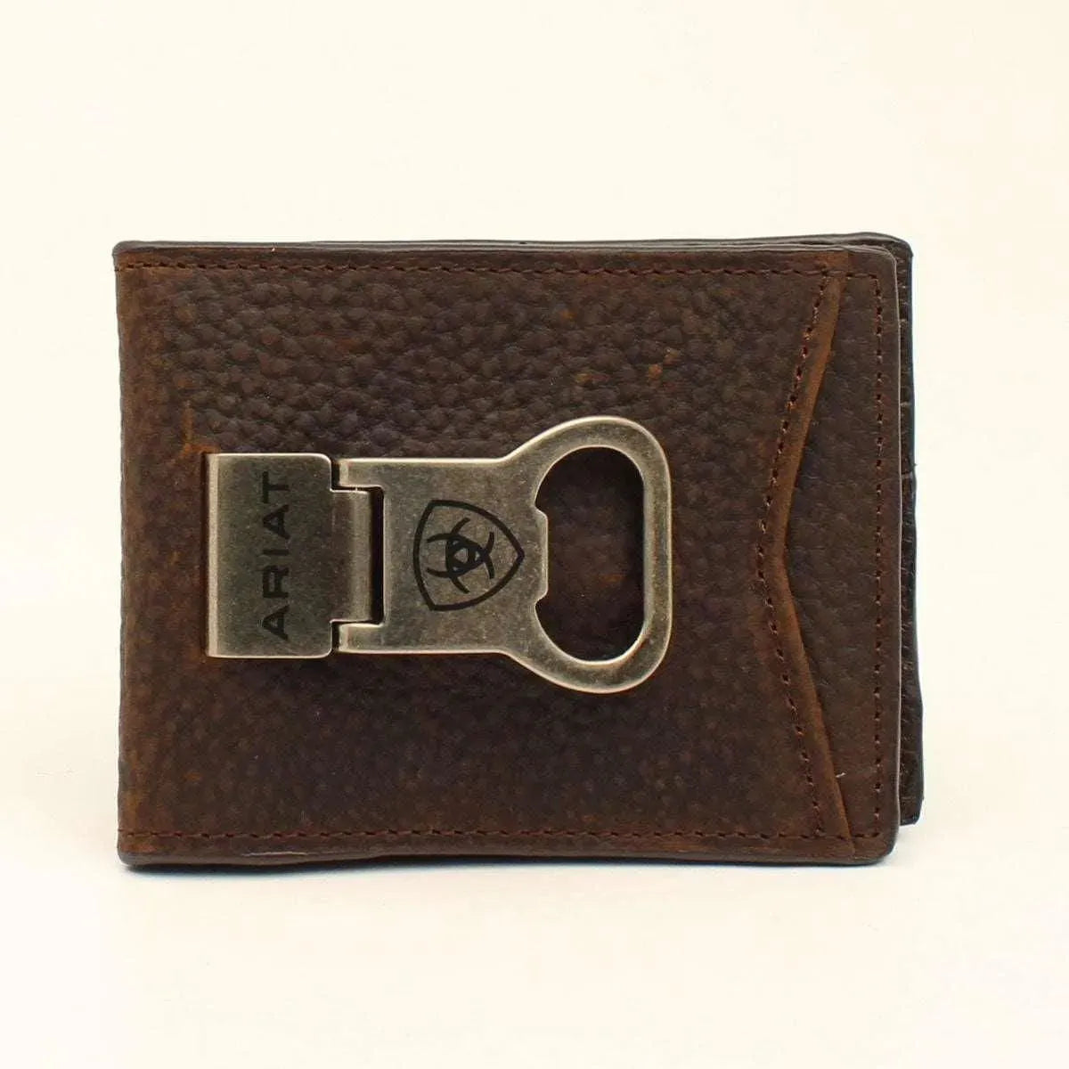 Billetera De Rodeo Ariat Hombre Cuero Marrón Medio Clásica Color Diseño