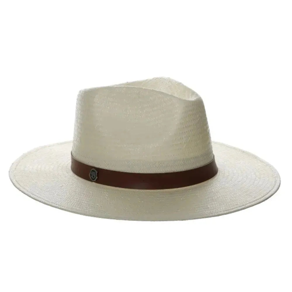 Biltmore Elegant Tan Natural Toyo Straw  Fedora with Black Band Biltmore Natural Toyo Straw Sun Hat Size L Vintage Big Rim  main image 3