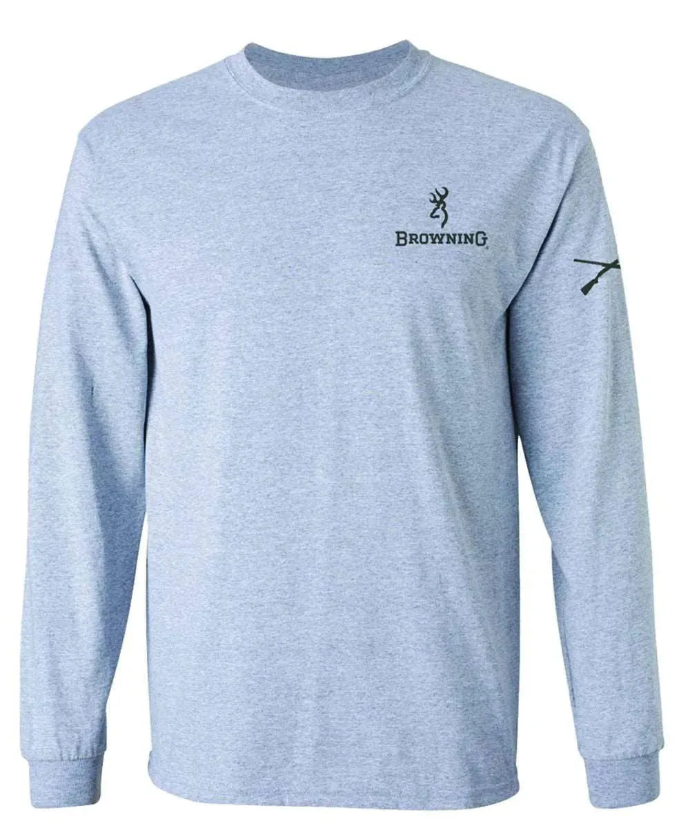 Browning Whitetail Flag (Sport Grey) - Mens Long Sleeve T-Shirt - Hatcountry