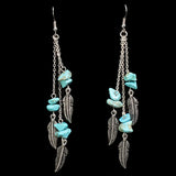 Turquoise Feather - Women's Earrings Set