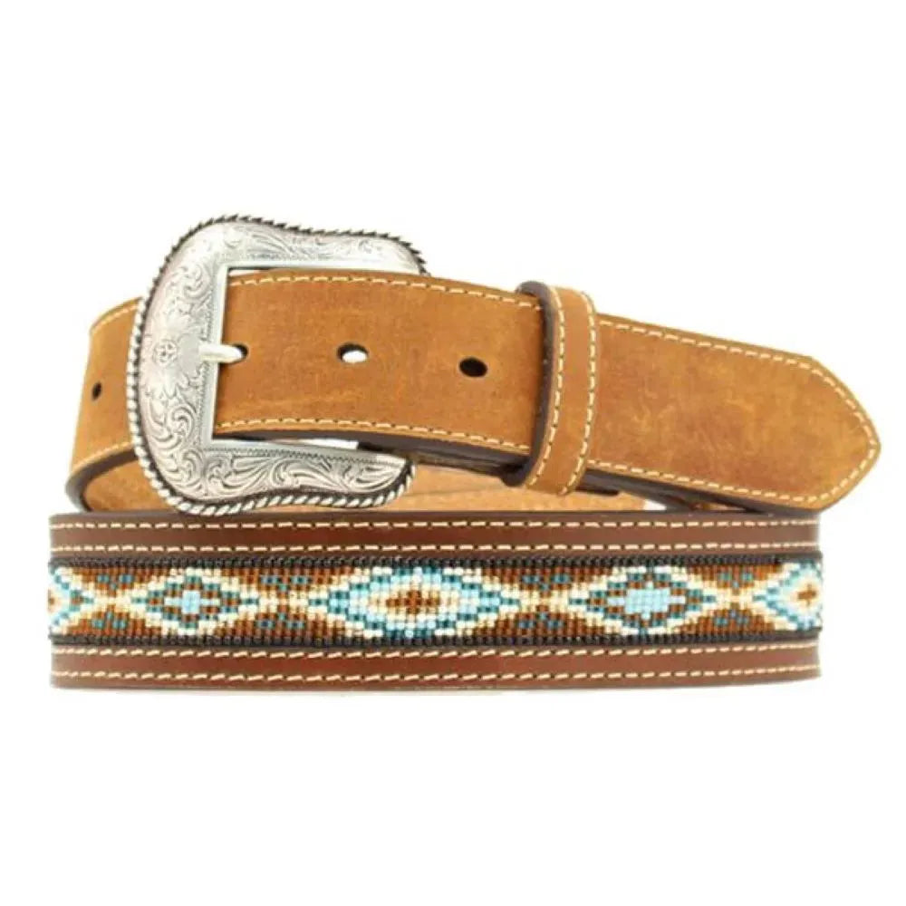 Nocona Beaded Blue ( Distressed Brown )- Men's Leather Belt - Hatcountry