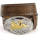 Nocona Bucking Bronco Leather Belt (Brown) - Children's Belt - Hatcountry