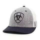 ARIAT Navy Outline Shield (Grey/Navy) - Trucker Cap - Hatcountry