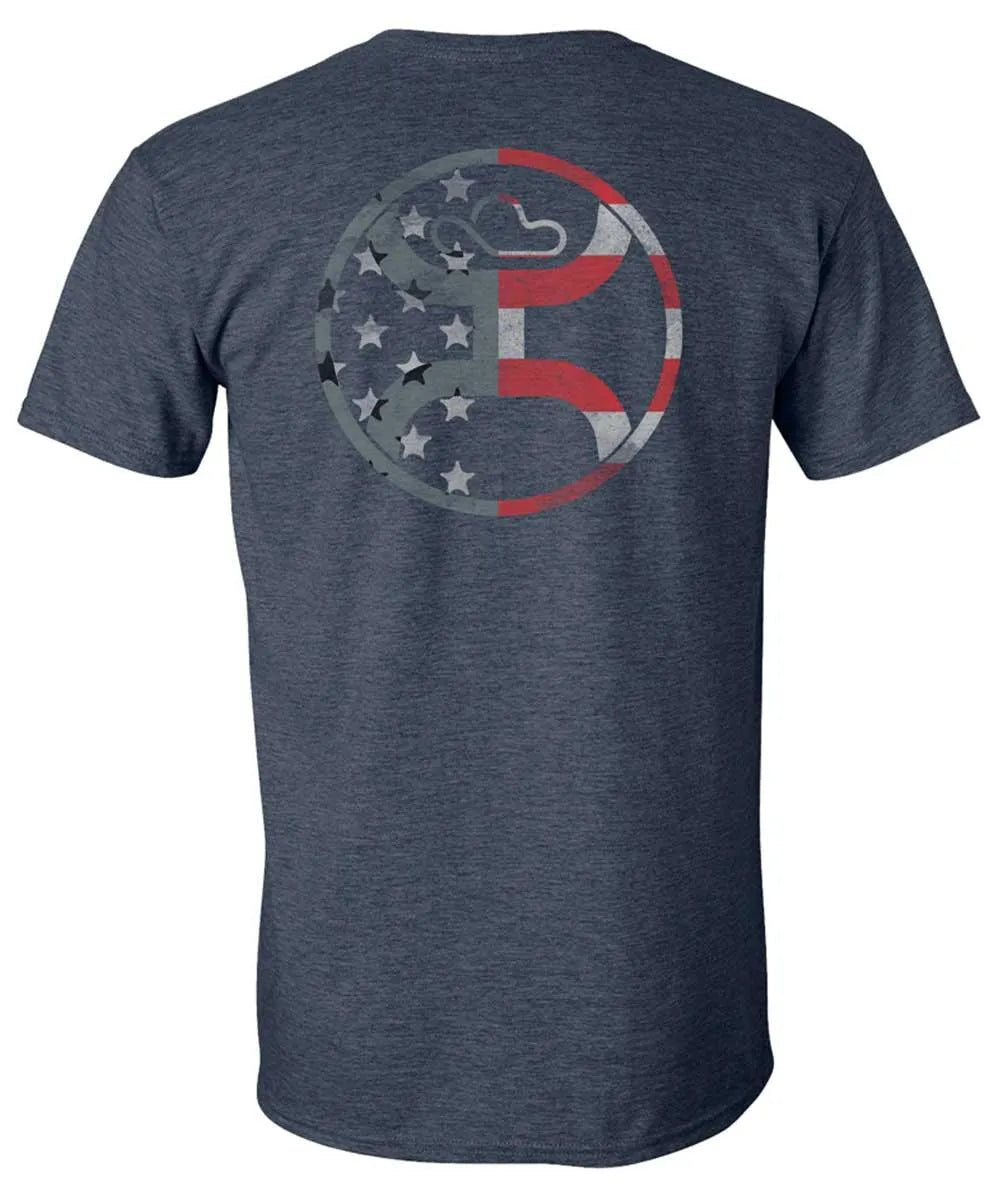 HOOey Flag Fill (Heather Navy) - Mens T-Shirt - Hatcountry
