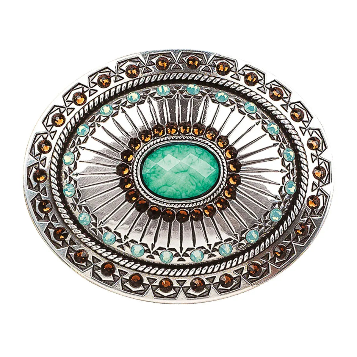Nocona Tribal Stamp with Turquoise Stone- Belt Buckle - Hatcountry