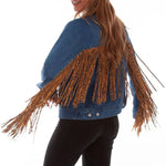 Honey Creek Denim with Leopard Fringe - Womens Jacket - Hatcountry