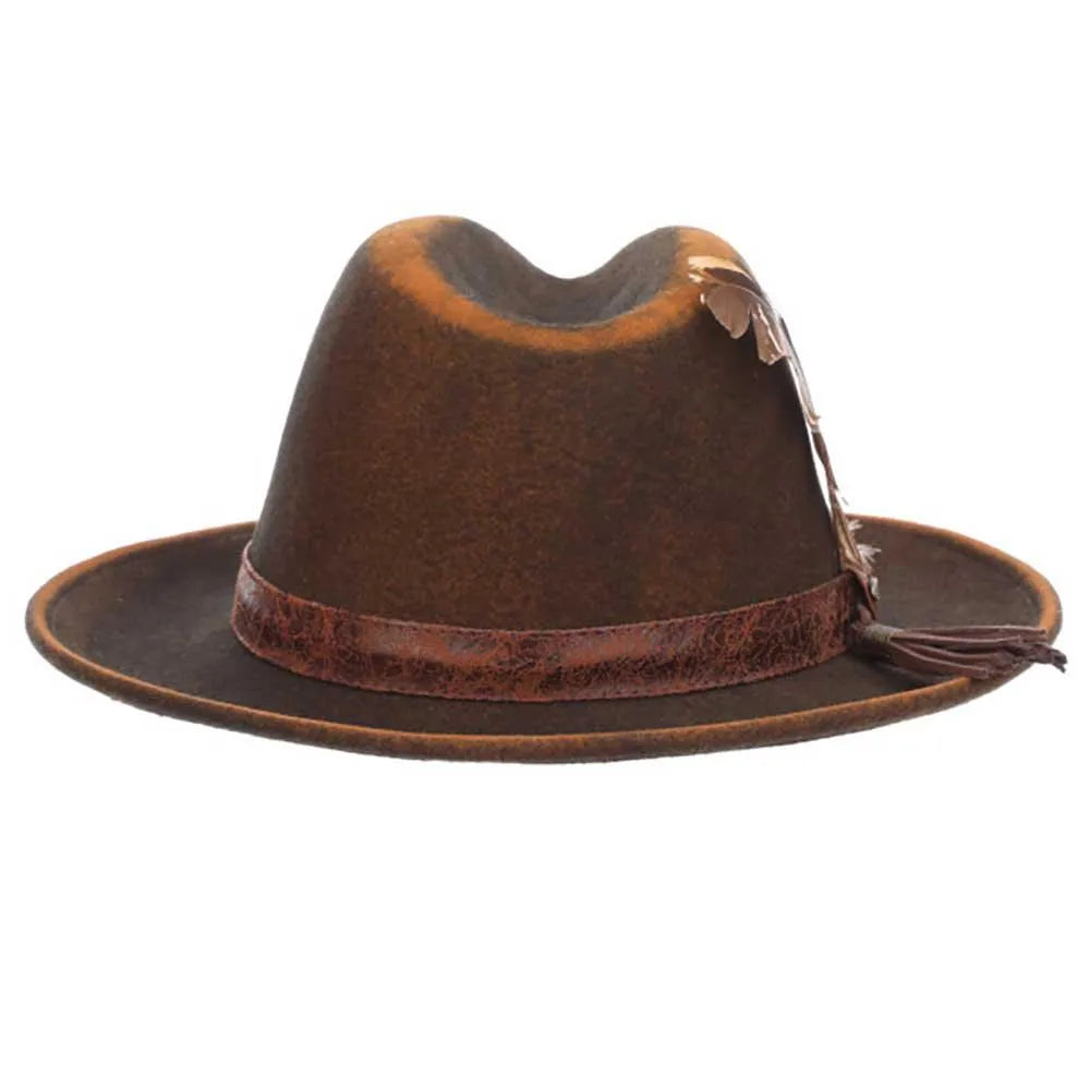 Scala Woodstock - Distressed Soft Wool Felt Fedora Hat - Hatcountry