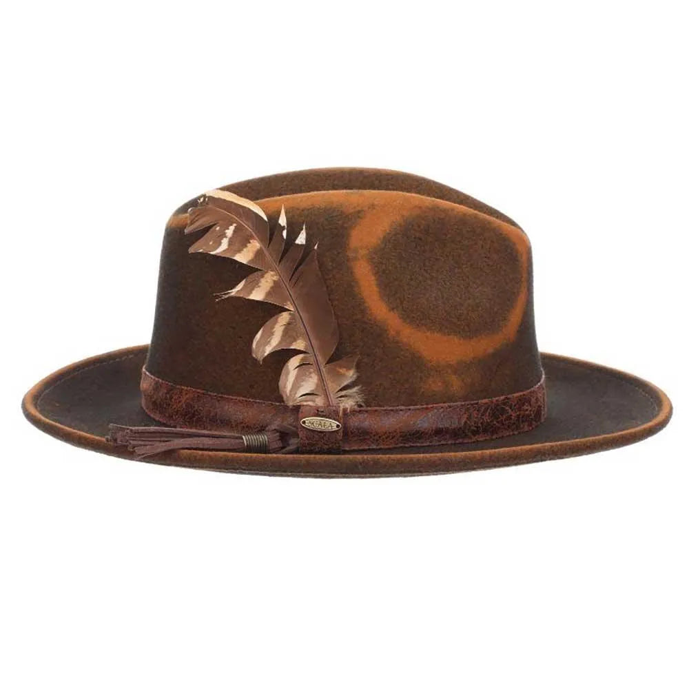 Scala Woodstock - Distressed Soft Wool Felt Fedora Hat - Hatcountry