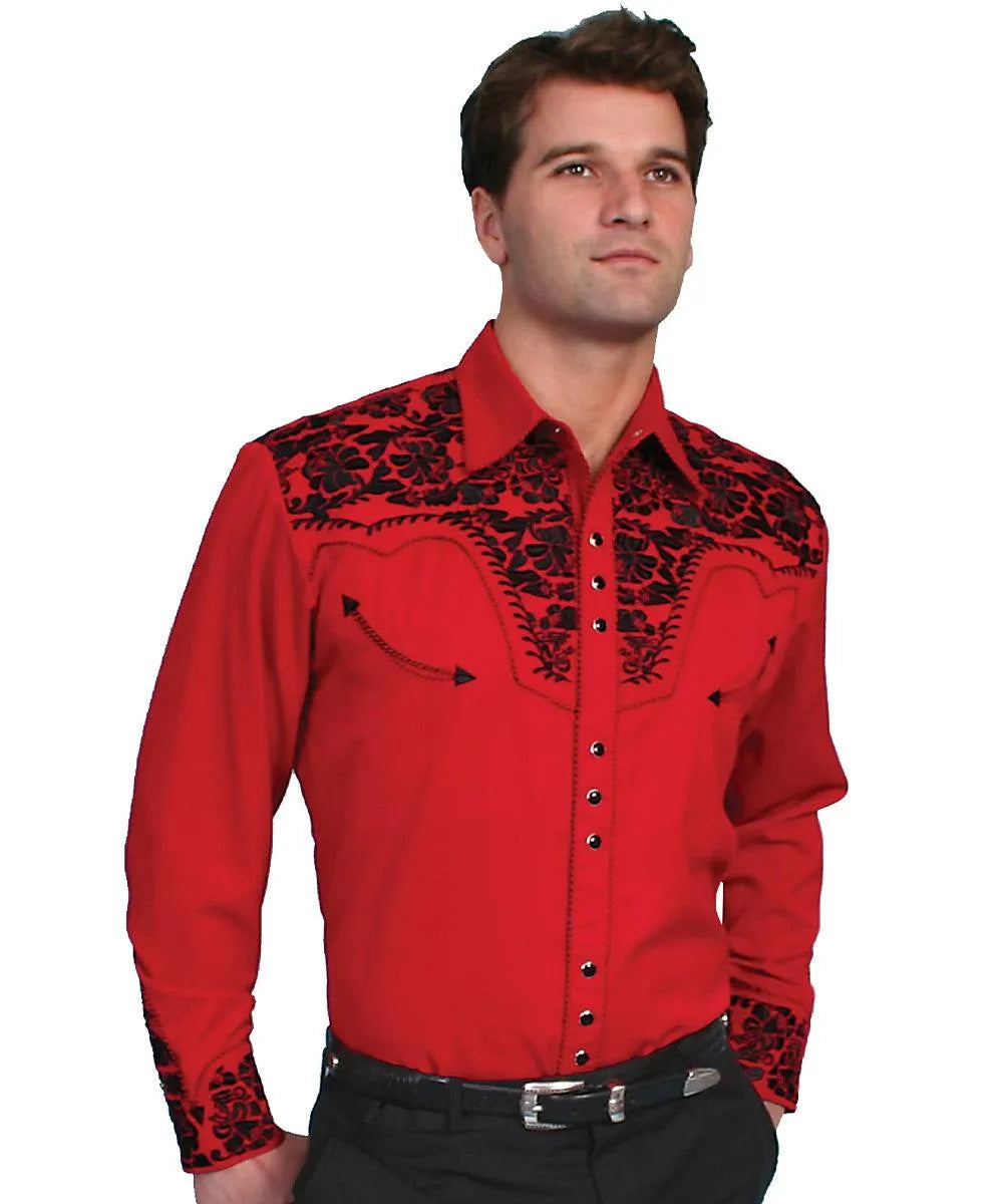 black and red floral dress shirt Mens Black Dahlia Floral Shirt