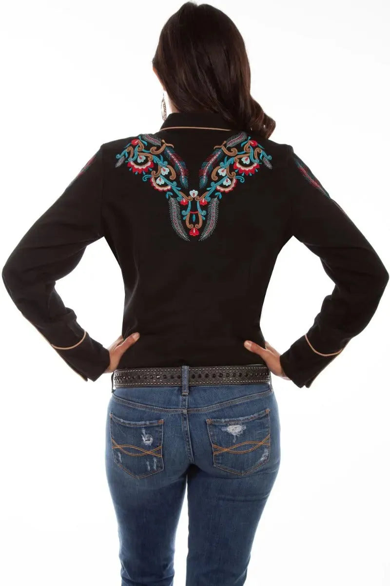 Scully Floral and Feather Embroidery - Women's Western Shirt - Hatcountry
