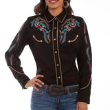 Scully Floral and Feather Embroidery - Women's Western Shirt - Hatcountry