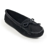 Minnetonka Kilty Hardsole Suede Moc - Womens Moccasins (Black) - Hatcountry