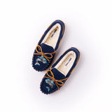 Minnetonka Pile Lined Hardsole Suede (Navy Shark) - Children's Slipper