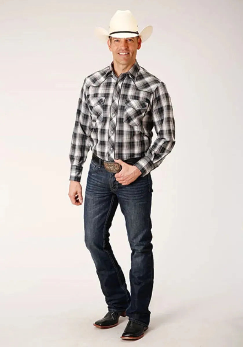 Roper Stormcloud Checkered (White) - Men's Western Shirt - Hatcountry