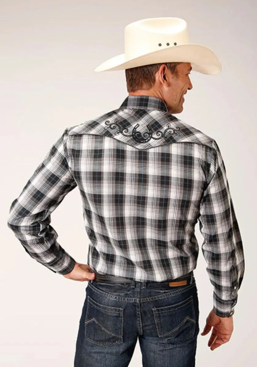 Roper Stormcloud Checkered (White) - Men's Western Shirt - Hatcountry