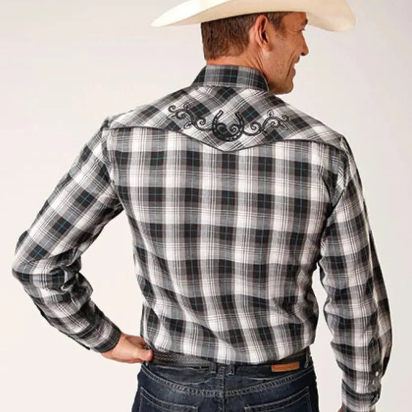 Roper Stormcloud Checkered (White) - Men's Western Shirt - Hatcountry