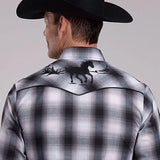 Roper 3112 Plaid (Black/White) - Men's Western Shirt