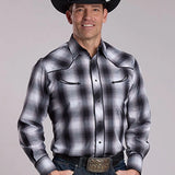 Roper 3112 Plaid (Black/White) - Men's Western Shirt