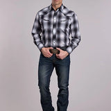 Roper 3112 Plaid (Black/White) - Men's Western Shirt