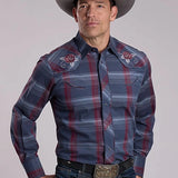 Roper 3114 Plaid (Grey/Wine) - Men's Western Shirt
