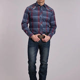 Roper 3114 Plaid (Grey/Wine) - Men's Western Shirt